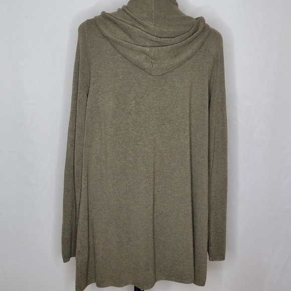 Eileen Fisher Open-Front Hooded Lightweight Cardigan with Pockets - Size PL - Picture 4 of 13